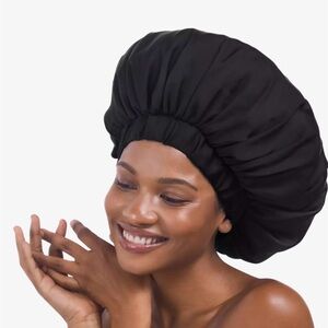 Black Satin Sleep Bonnet